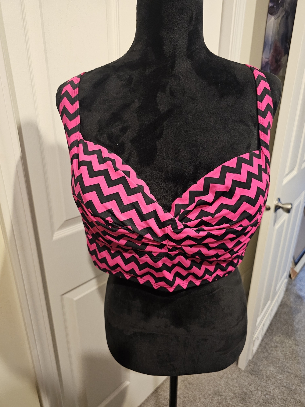 torrid Hot Pink and Black Chevron Bikini Set